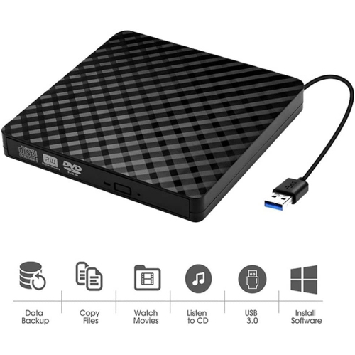 navor External CD / DVD Drive USB 3.0, Portable High Speed Data Transfer RW Drive DVD/CD ROM Rewriter Burner, Compatible with Windows, Linux, Mac,