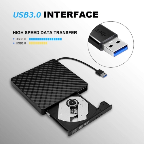 navor External CD / DVD Drive USB 3.0, Portable High Speed Data Transfer RW Drive DVD/CD ROM Rewriter Burner, Compatible with Windows, Linux, Mac,