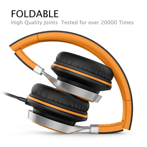 Folding Headphones with Microphone and Volume Control / Lightweight for Cellphones Tablets Smartphones Laptop Computer