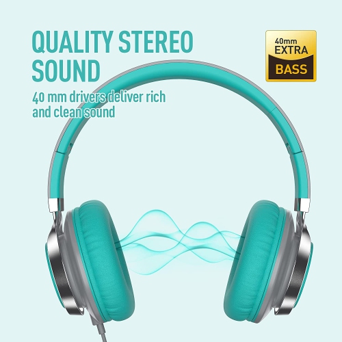 Headphones, C8 Lightweight Foldable Headphone with Microphone Mic and Volume Control for Android Smartphones, PC, Laptop, Tablet, 3.5mm Jack