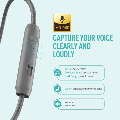 Headphones, C8 Lightweight Foldable Headphone with Microphone Mic and Volume Control for Android Smartphones, PC, Laptop, Tablet, 3.5mm Jack