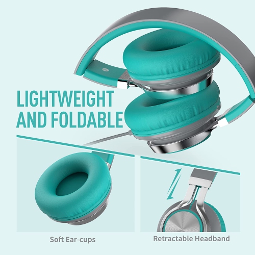Headphones, C8 Lightweight Foldable Headphone with Microphone Mic and Volume Control for Android Smartphones, PC, Laptop, Tablet, 3.5mm Jack
