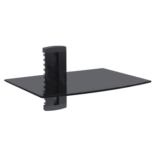 HYFAI  Media Player Single Shelf, Glass - Tempered Glass Shelf Glass Size 280 X 380 MM Up to 8 Kgs In Black