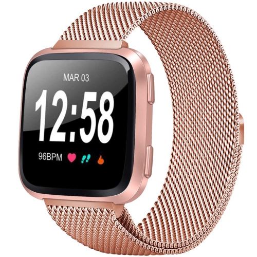 Fitbit Versa, Versa Lite, Versa 2, Versa SE Replacement Band/Adjustable Metal Wristband Bracelet Strap with Magnetic Closure Clasp (Small)
