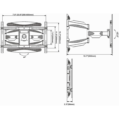 TEXONIC Support mural pour téléviseur à mouvement complet de 40 "à 75" | Profil mince