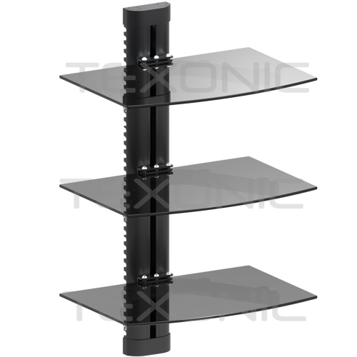 TEXONIC AV Component Wall Mount: Three-Tier Floating Shelf for Organized Storage