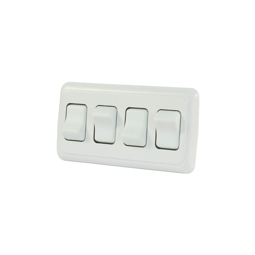 JR Products 12331 White Quad SPST On-Off Switch with Bezel