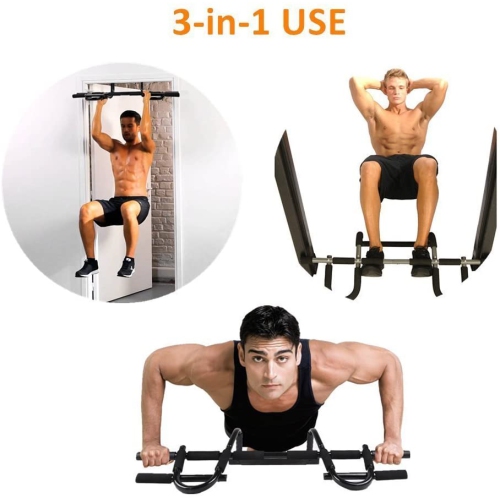 Dr. Health 2018 Upgraded Chin Up Bar Multi-Grip Pull Up Bar Doorway Trainer for Home Gym, Holds Up to 330 lb