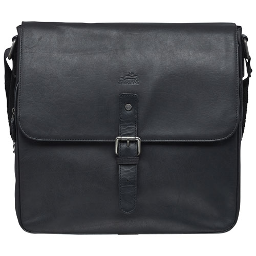 Sac messager en cuir Buffalo de Mancini pour portable de 12 po - Noir