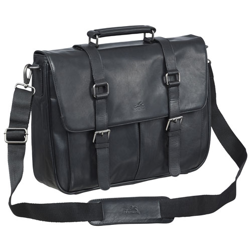 Mancini Buffalo Leather 15" Laptop Briefcase - Black