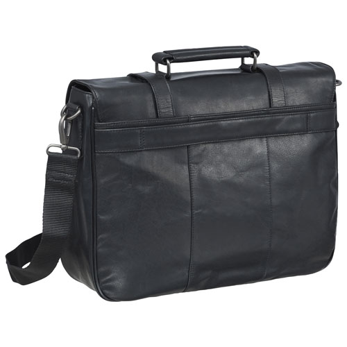Mallette en cuir Buffalo de Mancini pour portable de 15 po - Noir