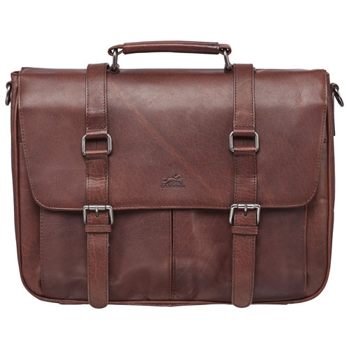 Mallette en cuir Buffalo de Mancini pour portable de 15 po - Brun