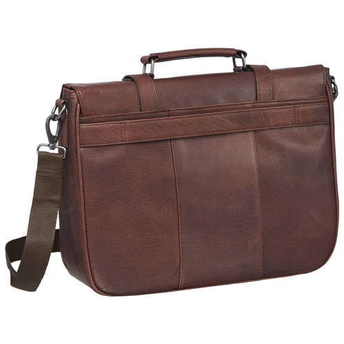 Mallette en cuir Buffalo de Mancini pour portable de 15 po - Brun