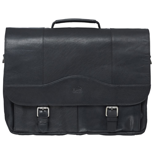 Mancini Buffalo Leather 15.6" Laptop Briefcase - Black