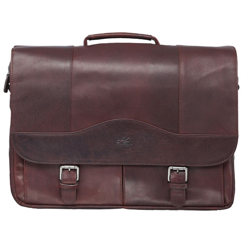 Mancini Buffalo Leather 15.6" Laptop Briefcase - Brown