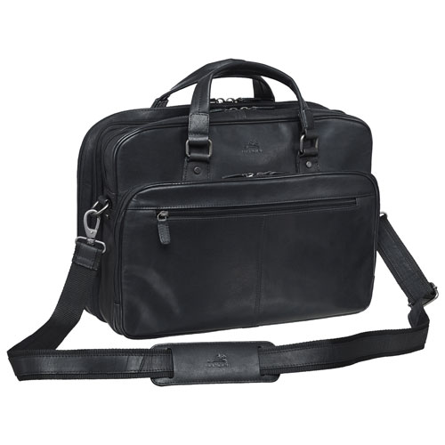 Mancini Buffalo Leather 15.6" Laptop Briefcase - Black