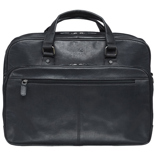 Mancini Buffalo Leather 15.6" Laptop Briefcase - Black