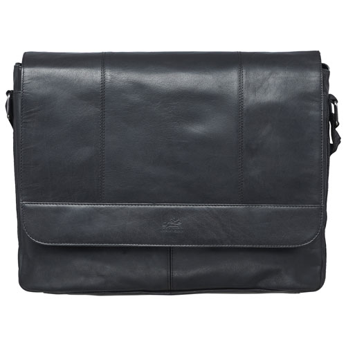Sac messager en cuir Buffalo de Mancini pour portable de 15 po - Noir
