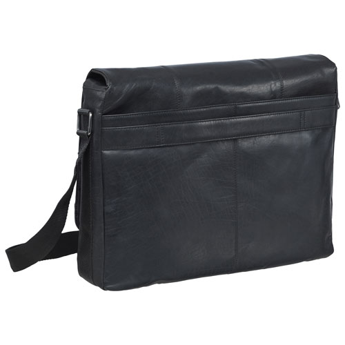 Sac messager en cuir Buffalo de Mancini pour portable de 15 po - Noir