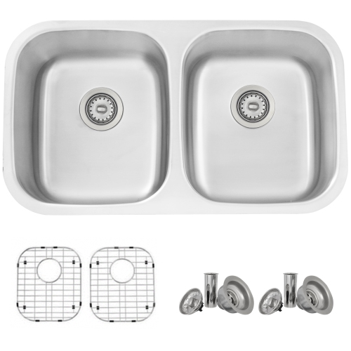 32 Inches Undermount Stainless Steel Double Bowl Kitchen Sink S 32 Inches Undermount Stainless Steel Double Bowl Kitchen Sink S 200g 18 Gauge With Grids Other Tools Best Canada