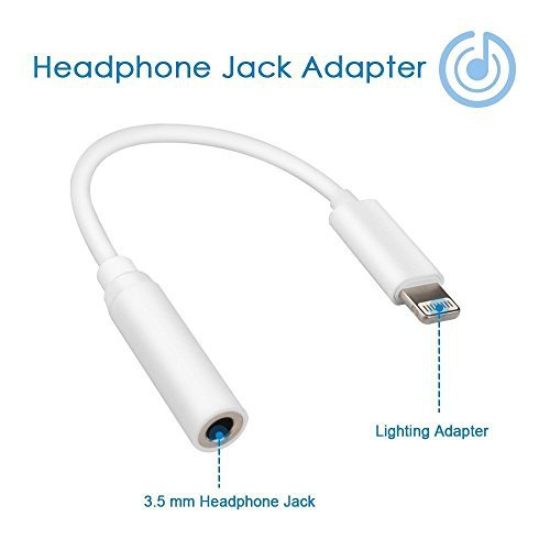 Lightning Adapter[2-Pack], Lightning Connector to 3.5mm Headphone Earphone Extender Jack Adapter for iPhone