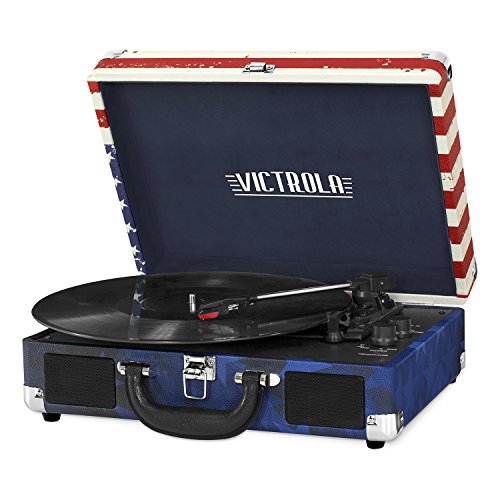 VICTROLA  Vintage 3-Speed Bluetooth Suitcase Turntable With Speakers, American Flag Great beginner record player!