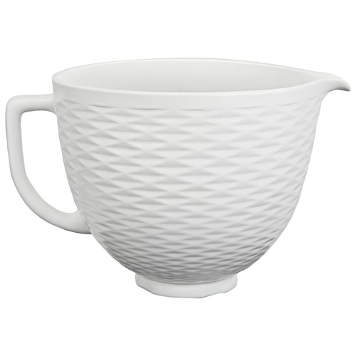 KitchenAid 5Qt Embossed Ceramic Stand Mixer Bowl – White Chocolate