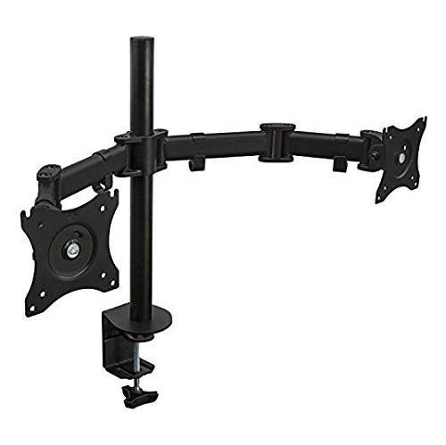 MOUNT-IT!  Dual Monitor Articulating Spring Arm Desk Mount Stand for Two Lcd Screens (Up to 27" Size), Vesa 75 And 100, Capacity 17.6 Lbs Each Arm (Mi-1752)