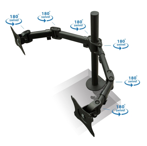 Mount-It! Dual Monitor Articulating Spring Arm Desk Mount Stand for Two LCD Screens, VESA 75 and 100, Capacity 17.6 lbs each Arm (MI-1752)