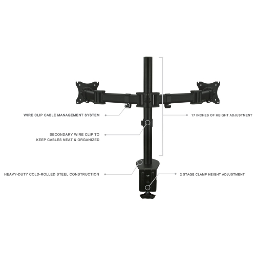 Mount-It! Dual Monitor Articulating Spring Arm Desk Mount Stand for Two LCD Screens, VESA 75 and 100, Capacity 17.6 lbs each Arm (MI-1752)