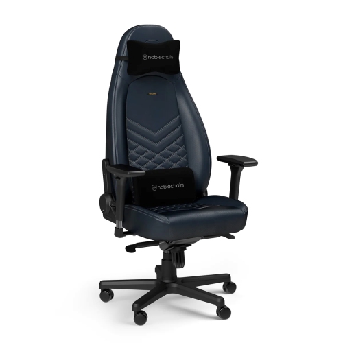 noblechairs ICON Premium Gaming and Office Chair - Superior Ergonomics, Genuine Real Leather Upholstery, Supports up to 150 kg, Midnight Blue/Graphite