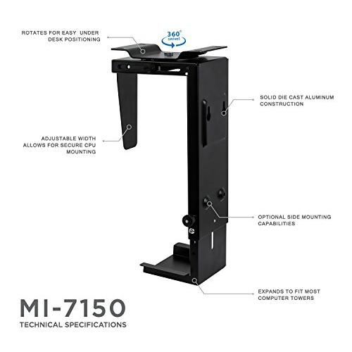 Mount-It CPU Under Desk Mount Computer Tower Holder