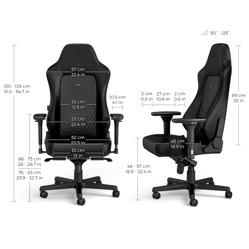 noblechairs HERO Premium Gaming and Office Chair - Superior Ergonomics, Genuine Real Leather Upholstery, Supports up to 150 kg, Black