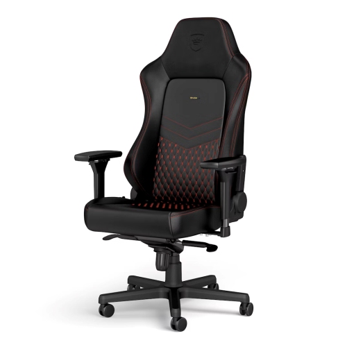 noblechairs HERO Premium Gaming and Office Chair - Superior Ergonomics, Genuine Real Leather Upholstery, Supports up to 150 kg, Black/Red