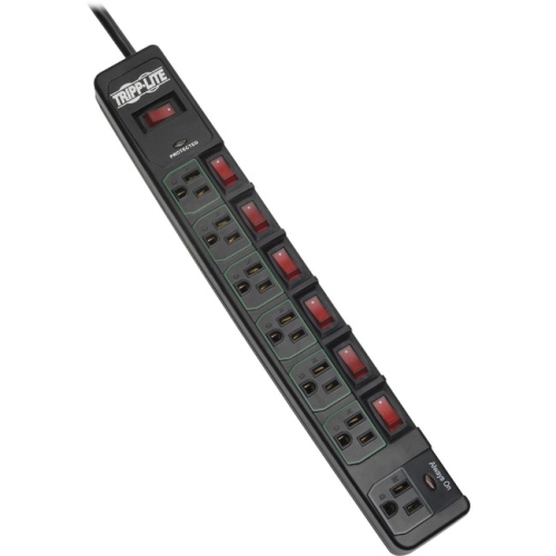 TRIPP LITE  Eco-Surge 7-Outlet Surge Protector, 6 Ft. Cord, 1080 Joules, 6 Individually Cont