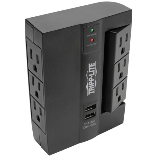 Protect It 6-Outlet Surge Protector with 3 Rotatable Outlets Direct Plug-In,