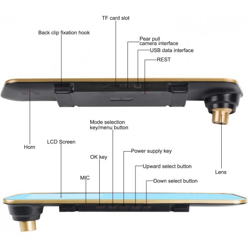 Full HD 1080p Dashcam with 4.3" TFT Screen, Rear Camera, & 120 Degrees Wide Angle View