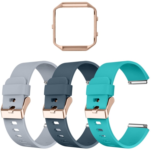 Fitbit Blaze Bands with Frame, Sport Silicone Replacement Strap for Fitbit Blaze Smart Fitness Watch Fit Bit Blaze accessory Wristbands Small, Grey