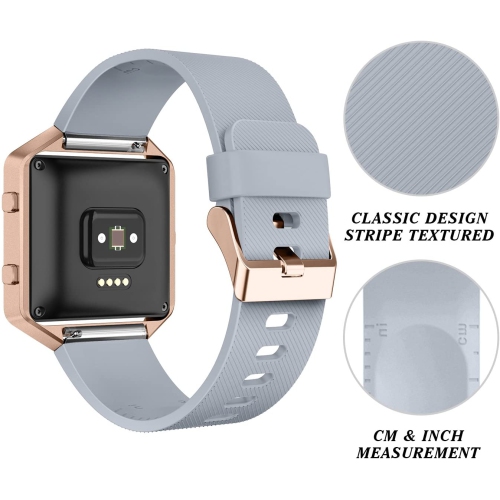 Fitbit Blaze Bands with Frame, Sport Silicone Replacement Strap for Fitbit Blaze Smart Fitness Watch Fit Bit Blaze accessory Wristbands Small, Grey