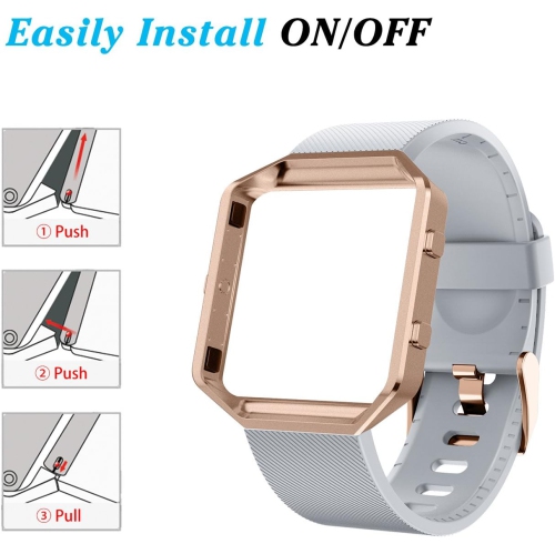 Fitbit Blaze Bands with Frame, Sport Silicone Replacement Strap for Fitbit Blaze Smart Fitness Watch Fit Bit Blaze accessory Wristbands Large, Black