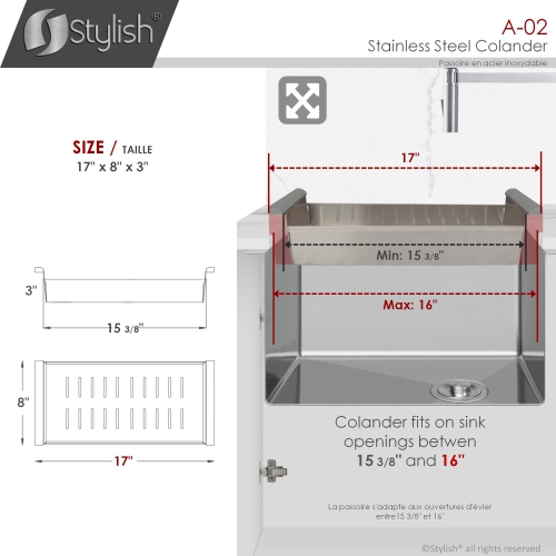 17" Stainless Steel Over the Sink Drainer