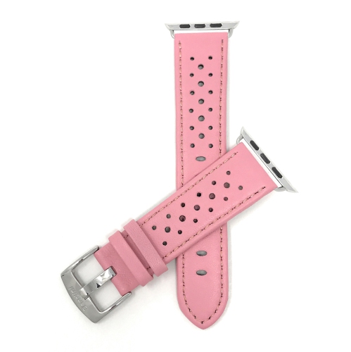 BANDINI  Pink, Gt Rally Perforrated, Vented Racer Leather 38MM / 40MM Apple Watch Strap Band, Series 6 5 4 3 2 1 In Multicolor
