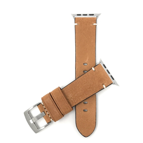 BANDINI  Tan, Vintage 38MM / 40MM Apple Watch Band Strap, Leather, Minimal Stitch, Stainless Steel Buckle, Series 6 5 4 3 2 1 In Multicolor