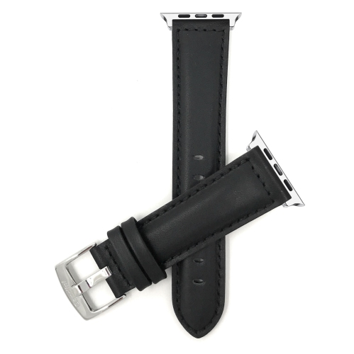 Black, Extra Long, Leather 41mm / 40mm / 38mm Apple Watch Band Strap, Mat, Stitching, Series 8 7 6 5 4 3 2 1 & SE