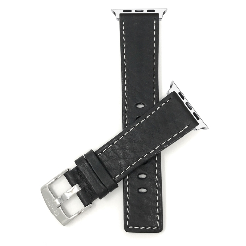 Black, Leather 41mm / 40mm / 38mm Apple Watch Band Strap, Stainless Steel Buckle, Series 8 7 6 5 4 3 2 1 & SE