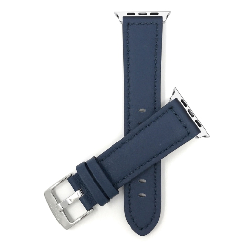Blue, Racer, Stitching, Leather 41mm / 40mm / 38mm Apple Watch Strap Band, Stainless Steel Buckle, Series 8 7 6 5 4 3 2 1 & SE