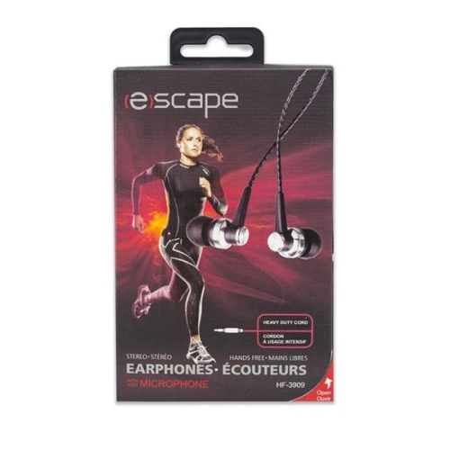 Escape HF-3909 Earphones With Microphone Black and Silver