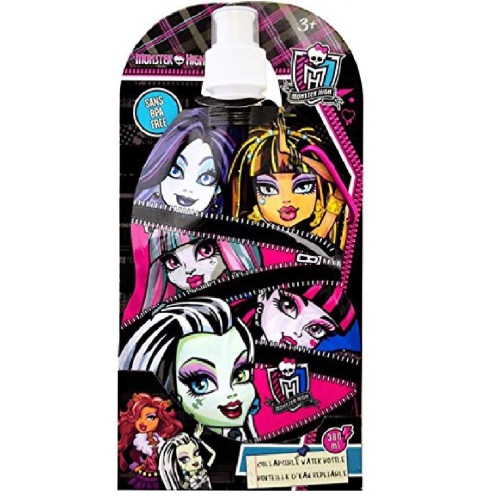 Monster High Exclusive Reusable Eco-friendly Collapsible Kids Water Bottle 380ml Sans BPA Free
