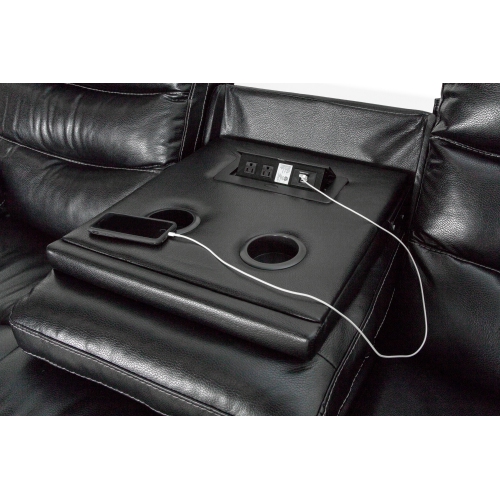 Alux A-Class Luxury Products Home Theatre: Elite Collection Air Leather Recliner Sofa with USB & Power Outlets - Colour Black