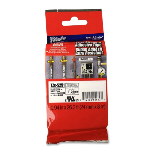 BROTHER  International Tzes251 Extra Strength Tape, 1-Inch (Black On White)